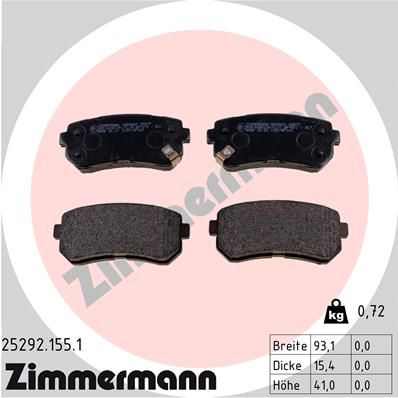 ZIMMERMANN 25292.155.1 Brake Pad Set, disc brake