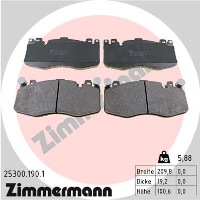 ZIMMERMANN 25300.190.1 Brake Pad Set, disc brake