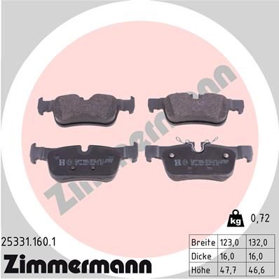 ZIMMERMANN 25331.160.1 Brake Pad Set, disc brake