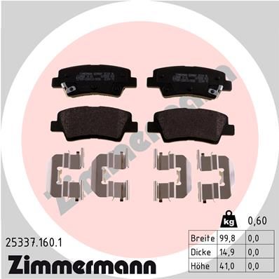 ZIMMERMANN 25337.160.1 Brake Pad Set, disc brake