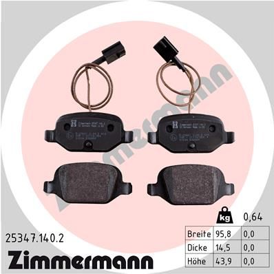 ZIMMERMANN 25347.140.2 Brake Pad Set, disc brake