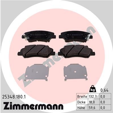 ZIMMERMANN 25348.180.1 Brake Pad Set, disc brake