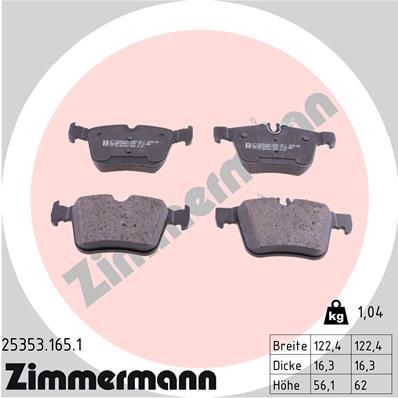 Brake Pad Set, disc brake ZIMMERMANN 25353.165.1