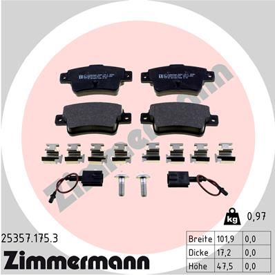 ZIMMERMANN 25357.175.3 Brake Pad Set, disc brake