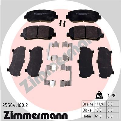 ZIMMERMANN 25564.160.2 Brake Pad Set, disc brake