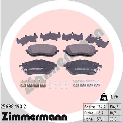 ZIMMERMANN 25698.190.2 Brake Pad Set, disc brake