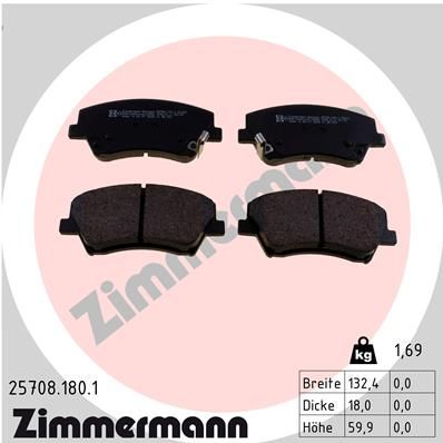 ZIMMERMANN 25708.180.1 Brake Pad Set, disc brake