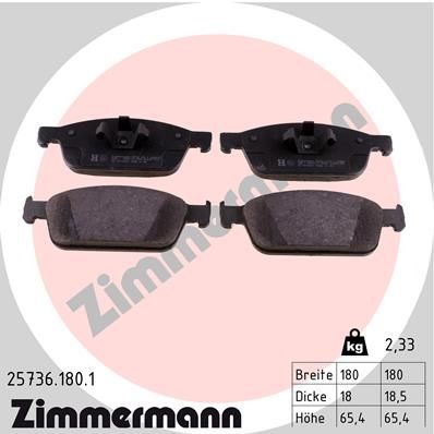 ZIMMERMANN 25736.180.1 Brake Pad Set, disc brake