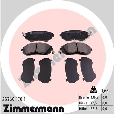 ZIMMERMANN 25760.170.1 Brake Pad Set, disc brake