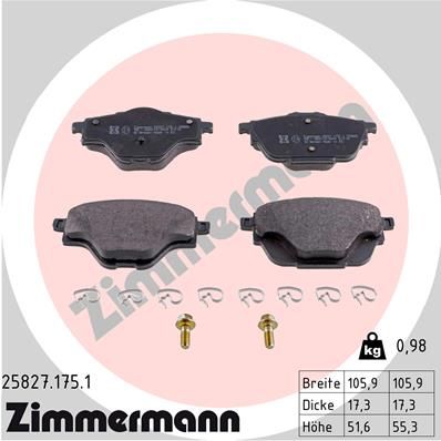 ZIMMERMANN 25827.175.1 Brake Pad Set, disc brake