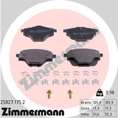 ZIMMERMANN 25827.175.2 Brake Pad Set, disc brake