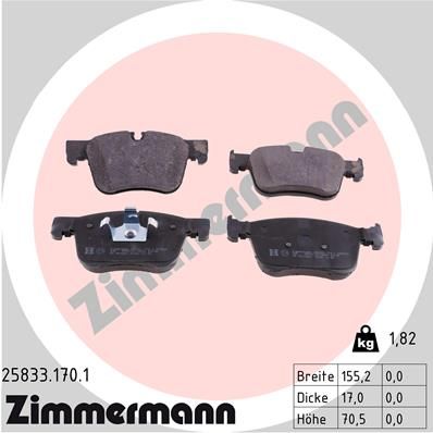ZIMMERMANN 25833.170.1 Brake Pad Set, disc brake