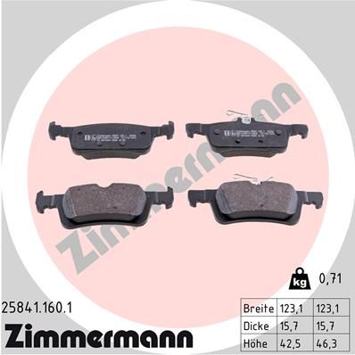 ZIMMERMANN 25841.160.1 Brake Pad Set, disc brake