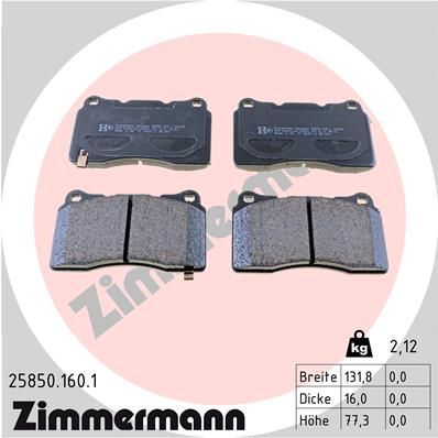 ZIMMERMANN 25850.160.1 Brake Pad Set, disc brake
