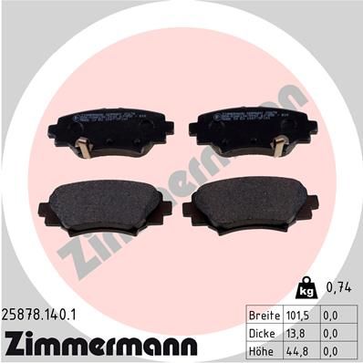ZIMMERMANN 25878.140.1 Brake Pad Set, disc brake