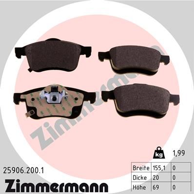 ZIMMERMANN 25906.200.1 Brake Pad Set, disc brake