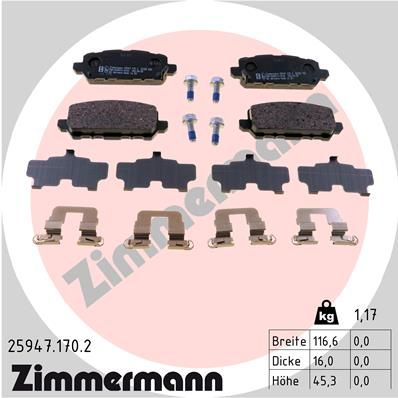 ZIMMERMANN 25947.170.2 Brake Pad Set, disc brake
