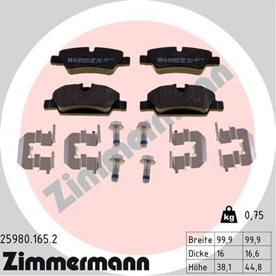 Brake Pad Set, disc brake ZIMMERMANN 25980.165.2