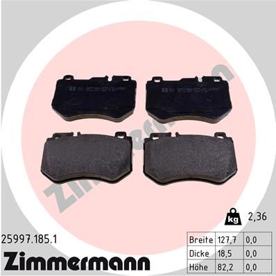 ZIMMERMANN 25997.185.1 Brake Pad Set, disc brake