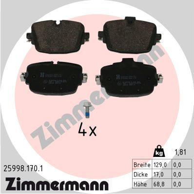 Brake Pad Set, disc brake ZIMMERMANN 25998.170.1