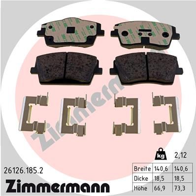 ZIMMERMANN 26126.185.2 Brake Pad Set, disc brake