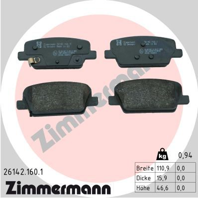 ZIMMERMANN 26142.160.1 Brake Pad Set, disc brake