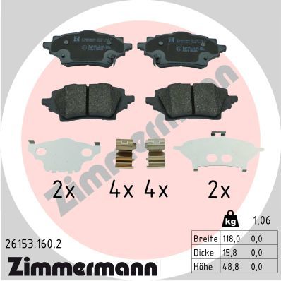 ZIMMERMANN 26153.160.2 Brake Pad Set, disc brake