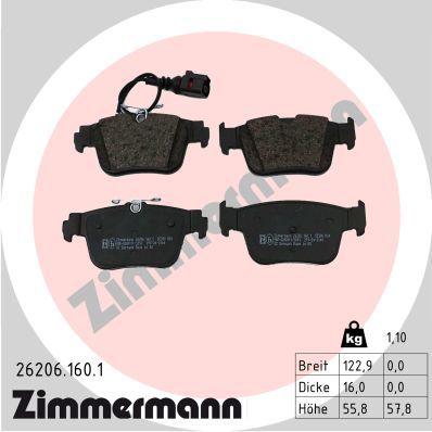 Brake Pad Set, disc brake ZIMMERMANN 26206.160.1
