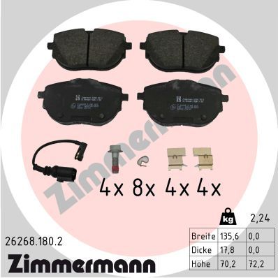 ZIMMERMANN 26268.180.2 Brake Pad Set, disc brake