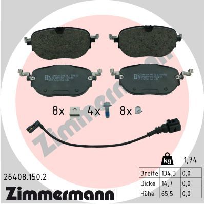 Brake Pad Set, disc brake ZIMMERMANN 26408.150.2