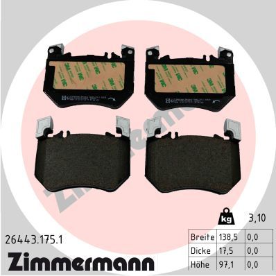 ZIMMERMANN 26443.175.1 Brake Pad Set, disc brake