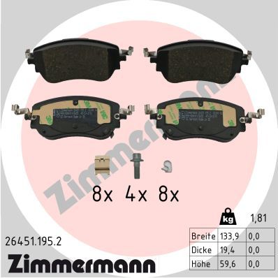 Brake Pad Set, disc brake ZIMMERMANN 26451.195.2