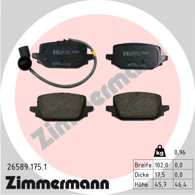 Brake Pad Set, disc brake ZIMMERMANN 26589.175.1