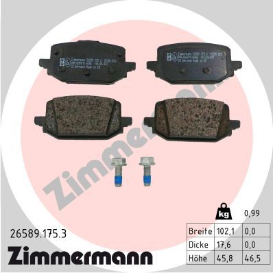 Brake Pad Set, disc brake ZIMMERMANN 26589.175.3
