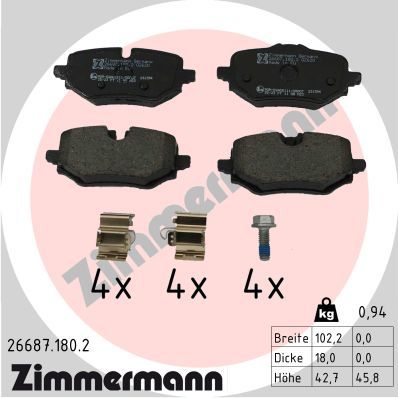 Brake Pad Set, disc brake ZIMMERMANN 26687.180.2