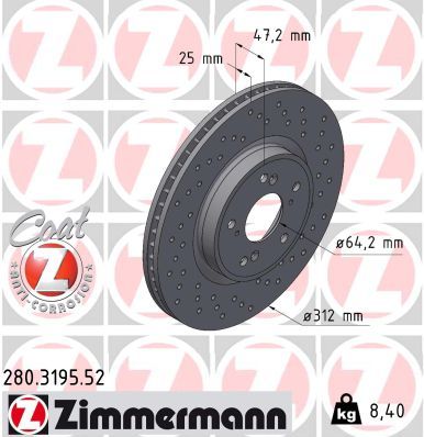 Brake Disc ZIMMERMANN 280.3195.52