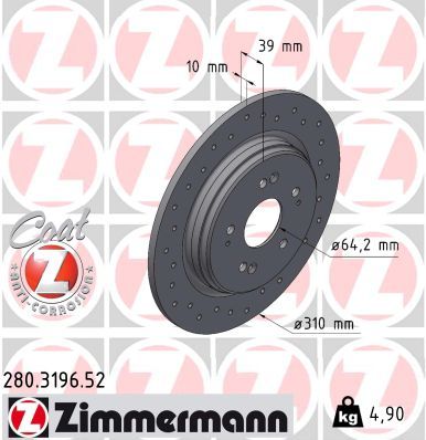 Brake Disc ZIMMERMANN 280.3196.52