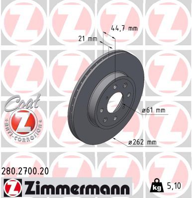 Brake Disc ZIMMERMANN 280.2700.20