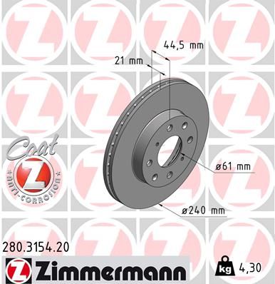 ZIMMERMANN 280.3154.20 Brake Disc