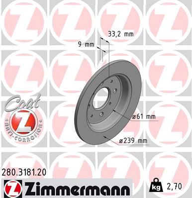 ZIMMERMANN 280.3181.20 Brake Disc