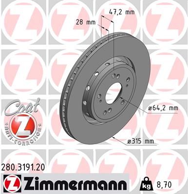 Brake Disc ZIMMERMANN 280.3191.20