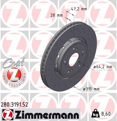 ZIMMERMANN 280.3191.52 Brake Disc
