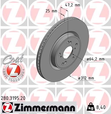Brake Disc ZIMMERMANN 280.3195.20