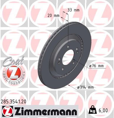Brake Disc ZIMMERMANN 285.3541.20