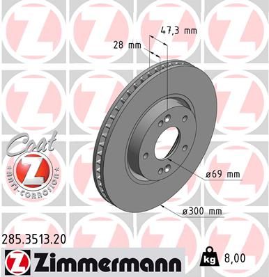 ZIMMERMANN 285.3513.20 Brake Disc