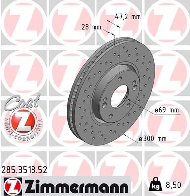 ZIMMERMANN 285.3518.52 Brake Disc
