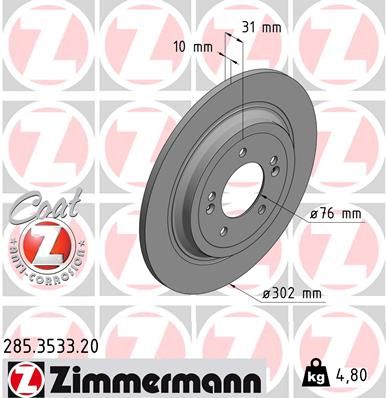 Brake Disc ZIMMERMANN 285.3533.20