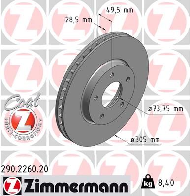 Brake Disc ZIMMERMANN 290.2260.20