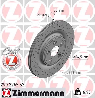 ZIMMERMANN 290.2265.52 Brake Disc