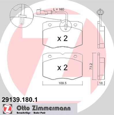 ZIMMERMANN 29139.180.1 Brake Pad Set, disc brake